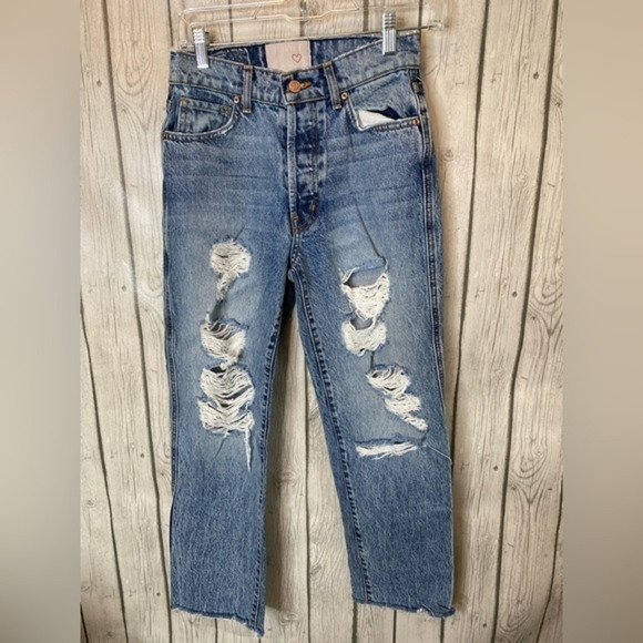 Revice Button Fly‎ Distressed Straight Leg Jeans Size 26. - Picture 1 of 4